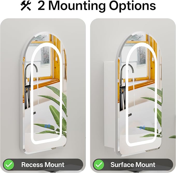 LED Arched Bathroom Medicine Cabinet