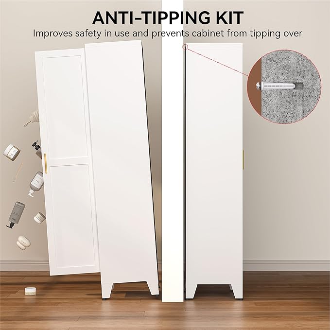 COFaR 67" Tall Pantry Cabinet, Slim Freestanding Cupboard