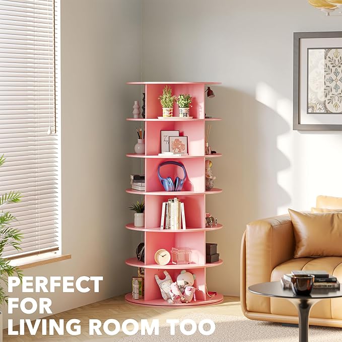 SpaceAid 6 Tier Rotating Shoe Rack Tower, Spinning Shoe Display Lazy Susan