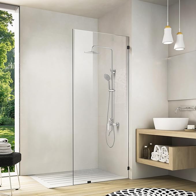 Bathroom Shower Door 20.5" W x 78.75" H, Frameless Fixed 3/8" Thick Clear