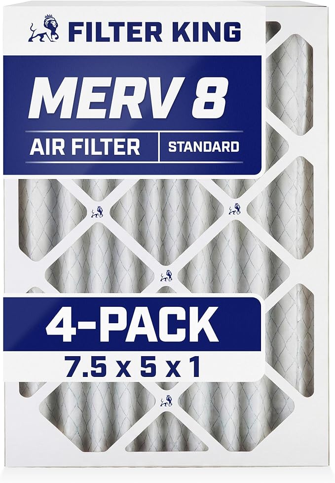 Filter King 7.5x5x1 Air Filter | 4-PACK | MERV 8 HVAC Pleated A/C Furnace
