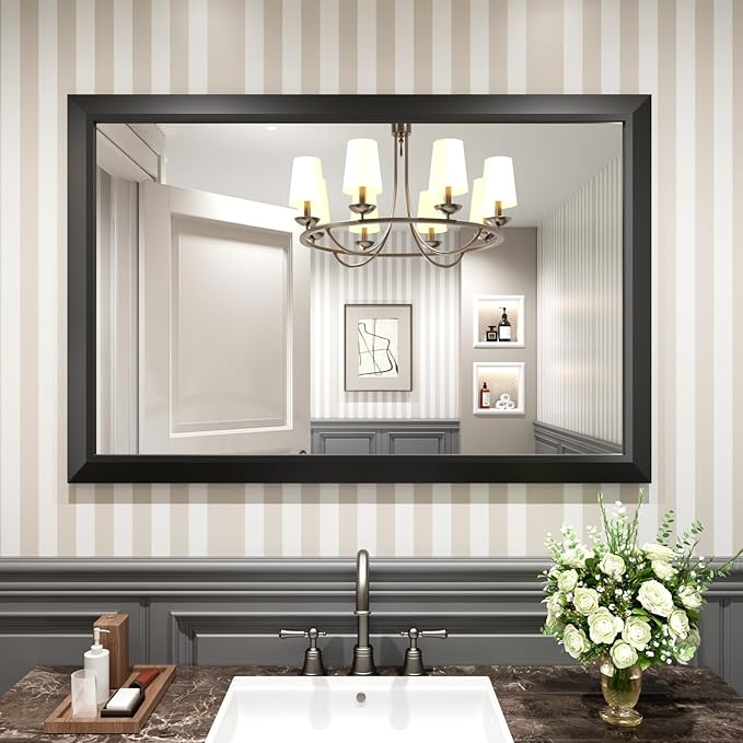 Amorho Black Bathroom Mirror, Living Room, Large Rectangle Vanity Mirrors.