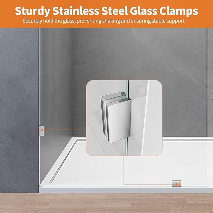 Shower Glass Panel, Frameless Walk in Shower Door