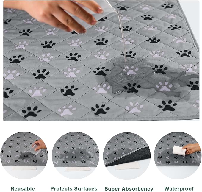 2 Pack 72"x 72" Waterproof Non Slip Wee pad,Reusable Washable Pee Pads for Dogs,Absorbent and Leakproof Training Mats for Potty, Bed, Sofa, Potty Training