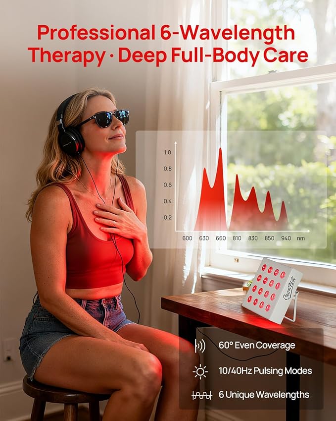 Red Light Therapy for Body Panel, 16‑LED 6 Wavelengths Near‑Infrared Light