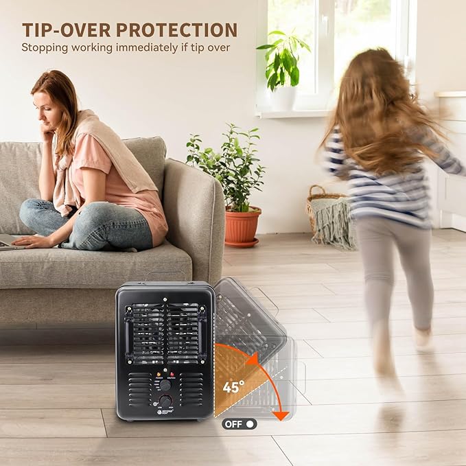Milkhouse Space Heater, 1300W/1500W Electric Heater
