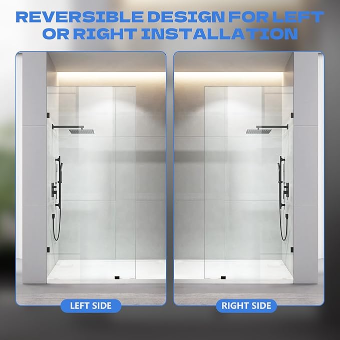 36" W x 78.75" H Shower Screen, Fixed Frameless Shower Glass Panel