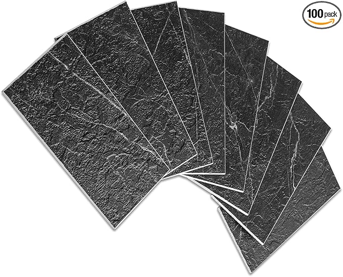 AULIGET 100 Piece Faux Stone Backsplash Peel and Stick PVC Tile, 3 Inch x 6