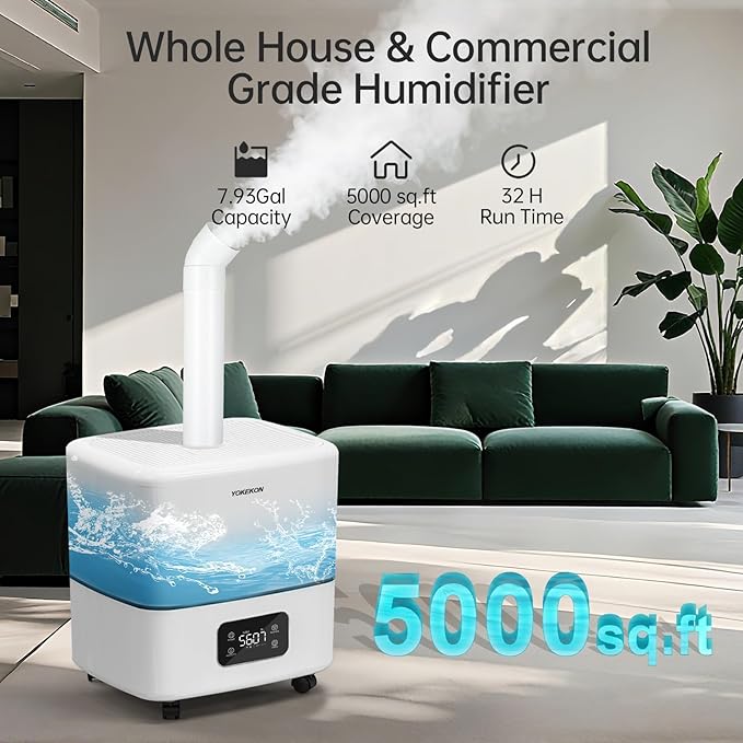 YOKEKON Humidifier Large Room 30L/7.93Gal, 5000 sq.ft Commercial Whole House