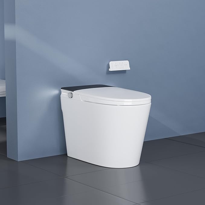 Smart Toilet with ADA Height, Bidet Built-In, Auto-Sensing Flip Lid, Off-Seat