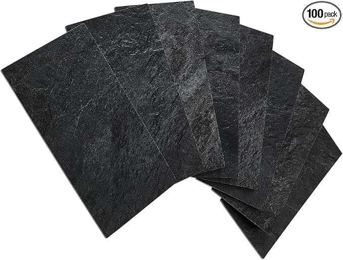 AULIGET 100 Piece Black Slate Peel and Stick Backsplash Wall Tiles, Laundry Room