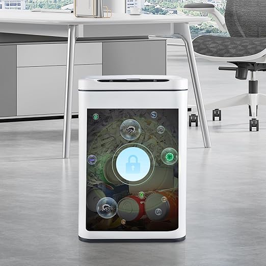 ELPHECO Stainless Steel Office Trash Can Motion Sensor Garbage Can Touchless