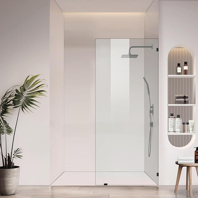 Bathroom Shower Door 20.5" W x 78.75" H, Frameless Fixed 3/8" Thick Clear