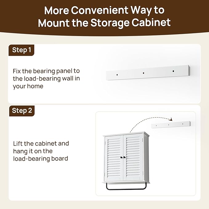 Bathroom Storage Cabinet with Adjustable Wood Shelves & Doors, Made of PDF Wood