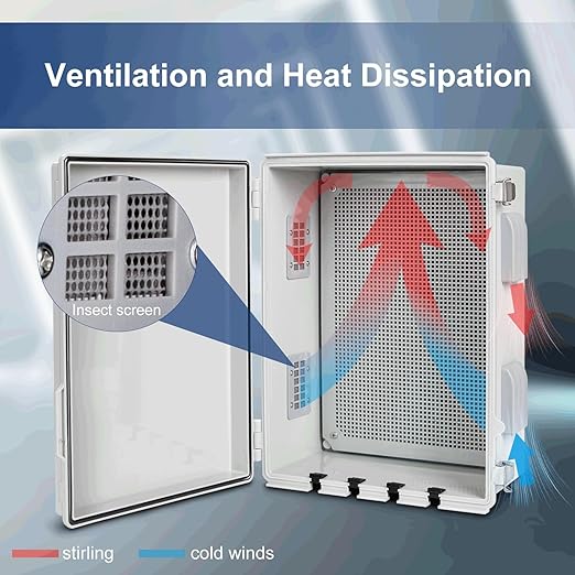 Electrical Junction Box, Ventilated Design, Cable Grommets, Indoor/Outdoor Use