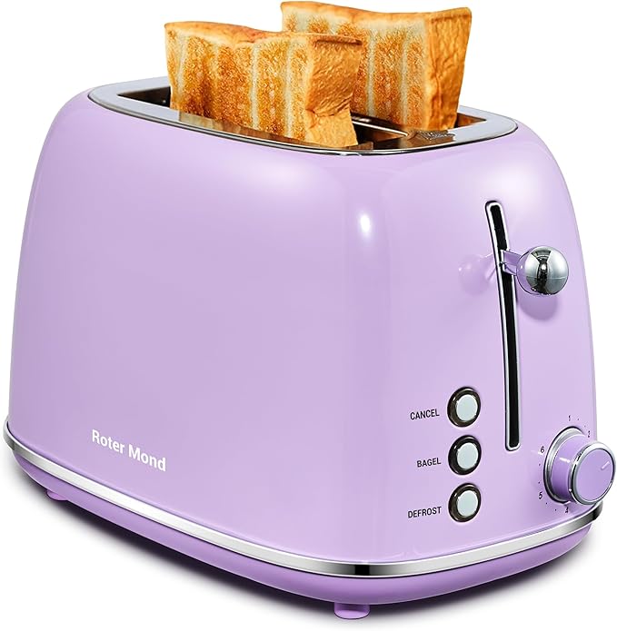 Roter Mond 2 Slice Toaster Retro Stainless Steel