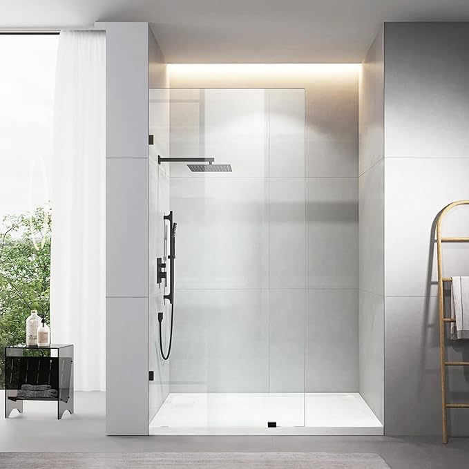 34" W x 78.75" H Shower Screen, Fixed Frameless Shower Glass Panel