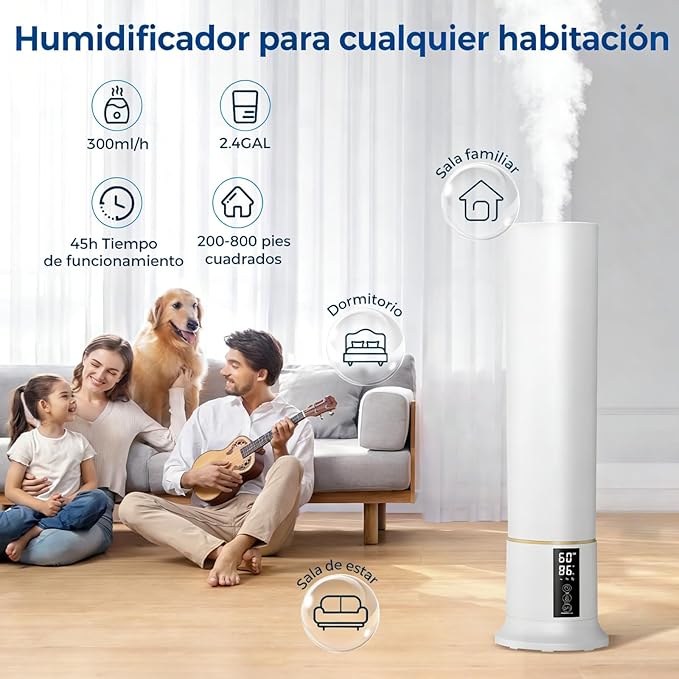 Humidifier Large Room, 2.4Gal Cool Mist Humidifiers