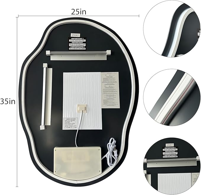 LED Bathroom Mirror with Lights, Asymmetrical Irregular Backlit Vanity Mirror