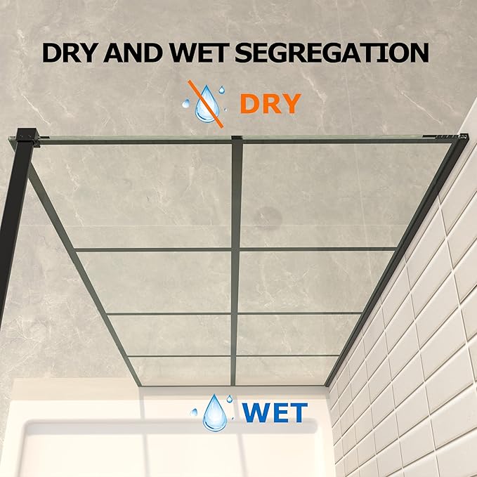 Mainzel 36" W x 76" H Fixed Shower Glass Panel, Frameless 3/8" ANSl Tempered