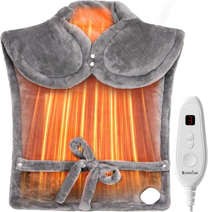 RAINOVA Heating Pad for Neck, Back and Shoulders, Electric Heat Pad for Pain