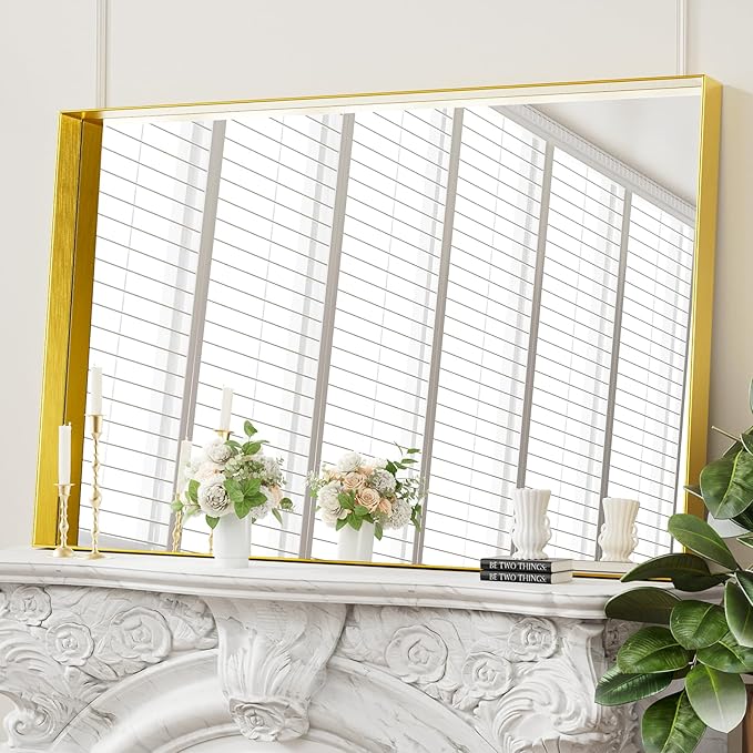 Koonmi 30x48 Inch Metal Framed Bathroom Mirror