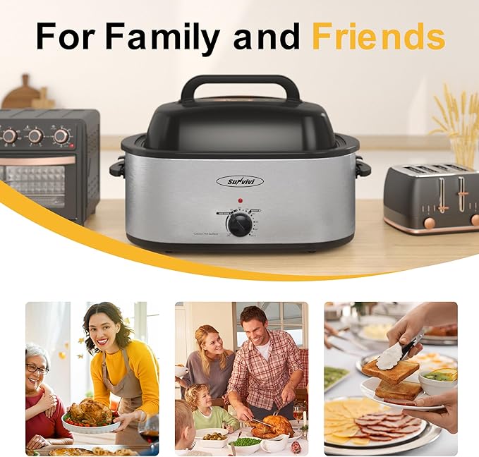 Sunvivi 28lb 24-Quart Roaster Oven, Electric Roaster Oven