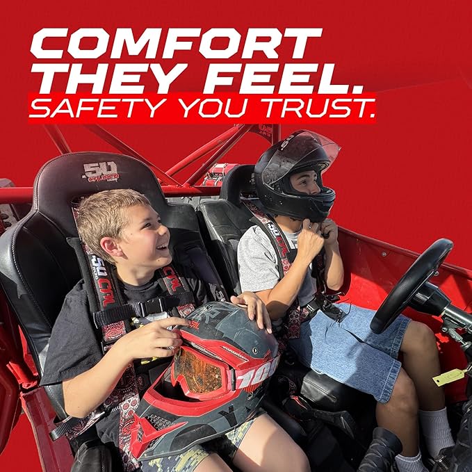 1pc 50 Cal Silver 4 Point Harness 3in Straps, Racing Harness Seat Belt | Ultra Kush padding, Push Button quick release hardware. Universal Fit for UTV, RZR, race car.