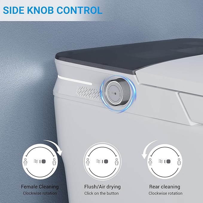 Smart Toilet with ADA Height, Bidet Built-In, Auto-Sensing Flip Lid, Off-Seat