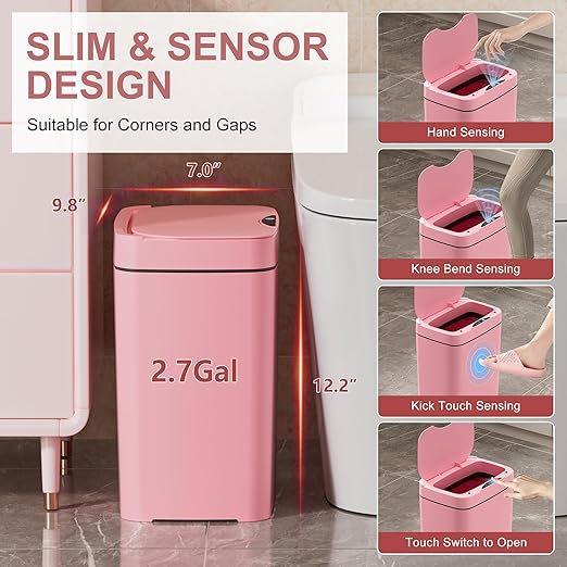 2 Pack 2.7 Gal Bathroom Trash Can