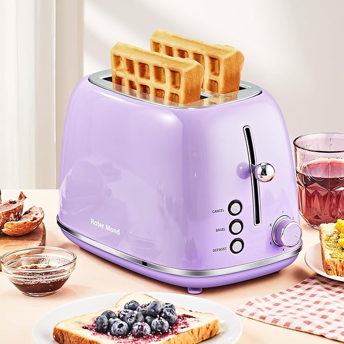 Roter Mond 2 Slice Toaster Retro Stainless Steel