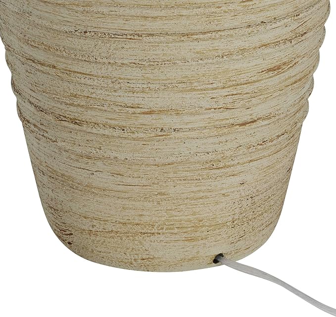 John Timberland Austin Country Cottage Southwest Style Jug-Shaped Table Lamp 28" Tall Sand Tone Desert Ridged Cream Linen Drum Shade for Living Room Bedroom House Bedside Nightstand Home Office