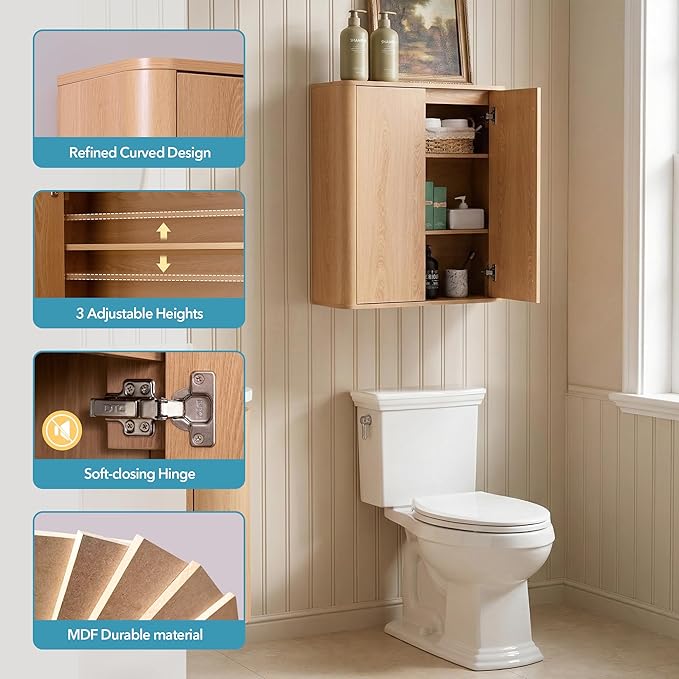 Wall Mounted Storage Cabinet, 2-Door Bathroom Medicine Cabinet