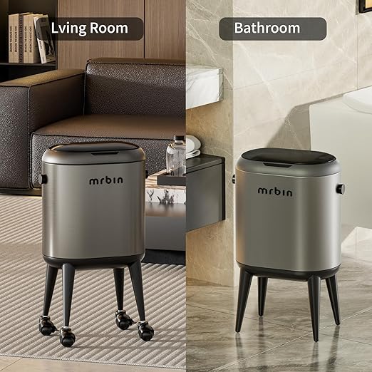 MRBIN Stainless Steel Slim Bathroom Motion Sensor Trash Can