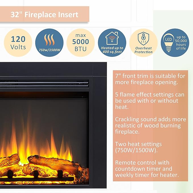 Legend Flame LegendFlame Jaden 32'' W x 25'' H Electric Fireplace Insert