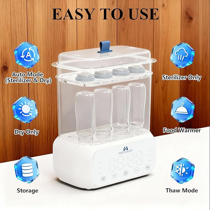 Mammy Bunny 3-in-1 Baby Bottle Sterilizer and Dryer – 6 Smart Modes