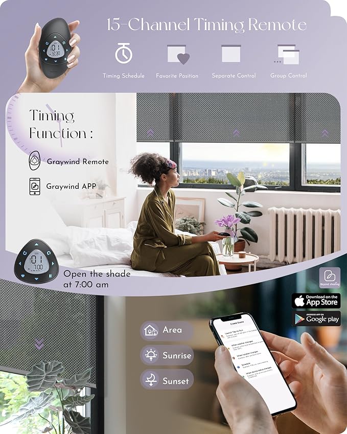 Graywind Motorized Solar Shades Light Filtering Mesh Shade Compatible