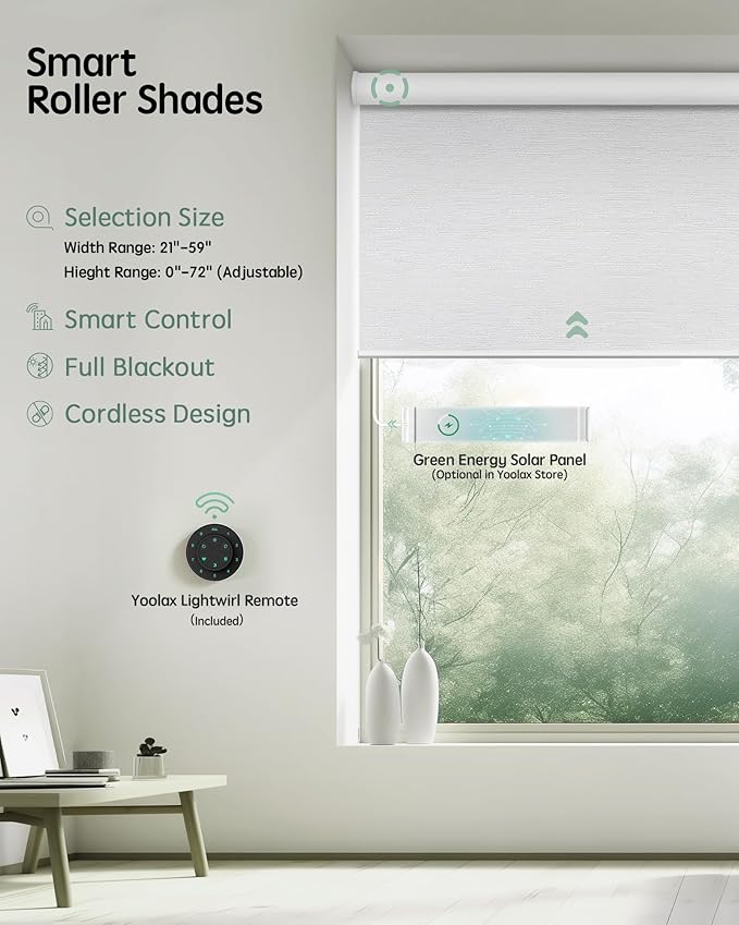 Yoolax Motorized Blinds with Remote, Electric Window Shades Compatible with