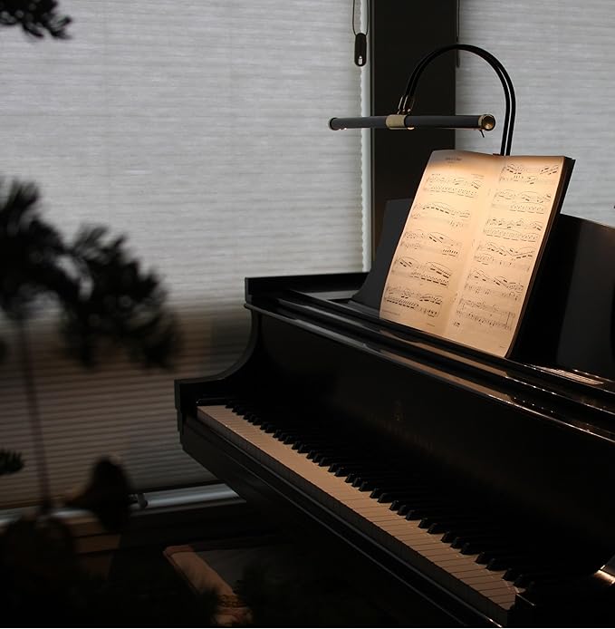 Cocoweb 22" LED Grand Piano Light in Antique Brass with Dimmer Clip