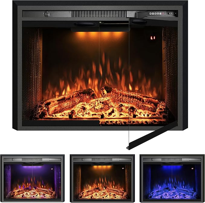29 Inches Electric Fireplace Insert, 750W/1500W Fireplace Heater