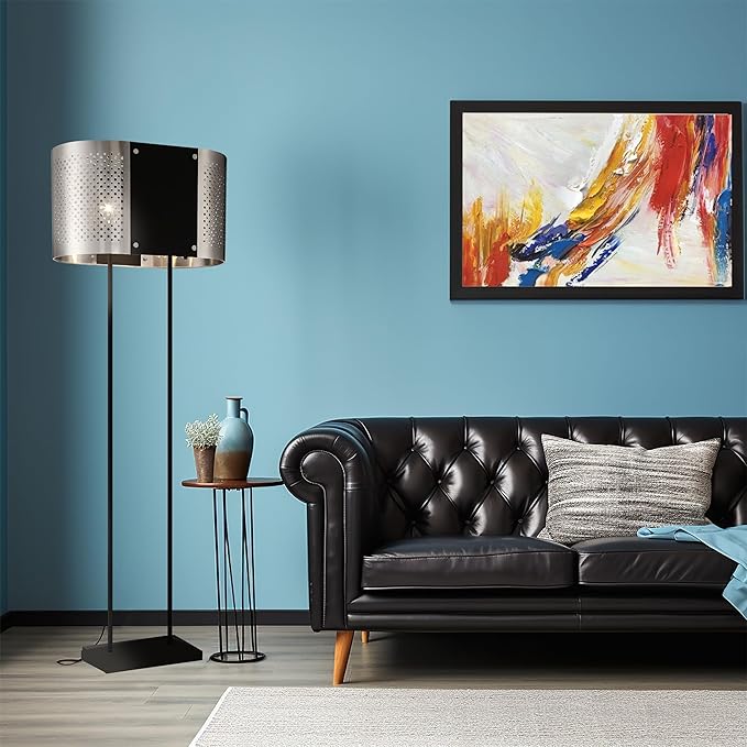 GEORGE KOVACS P5534-420 Noho Two Light Floor Lamp, Brushed Nickel W/Sand Coal