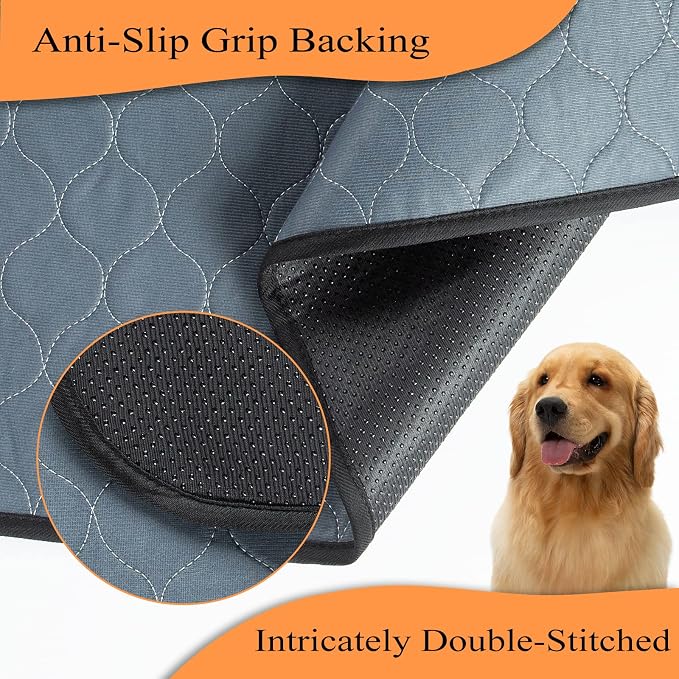 Bunlitent Washable Pee Pads for Dogs, 48x48, 2 Pack, Reusable Puppy Pads | Reusable, Quick Dry, Anti-Slip, Large, Waterproof, Whelping Pad for Pet, Playpen, Incontinence, Housebreaking, Training, Grey