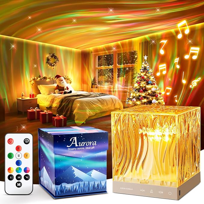 Christmas Projector Christmas Gifts for Teens,White Noise Sound Machine+18 Colors+Bluetooth Music+Remote Control Northern Lights Projector Aurora Light Projector for Bedroom,Christmas Stuff Room Decor