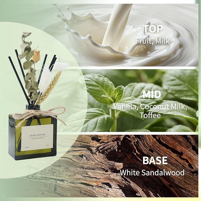 Reed Diffuser, 6 oz Vanilla Cream Scent Diffuser