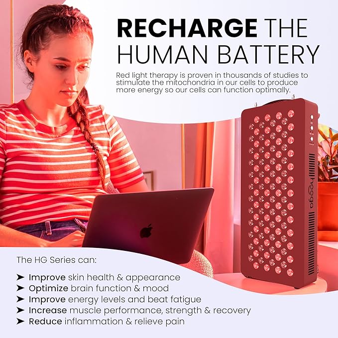 Hooga Red Light Therapy Panel for Face and Body, 60 High-Efficiency Low-Level