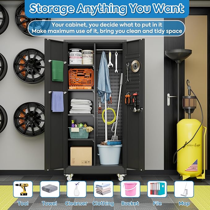 SUXXAN Broom Closet Storage Cabinet