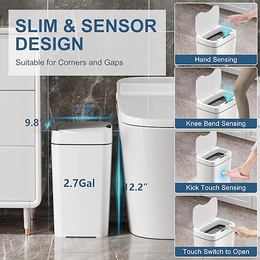 2 Pack 2.7 Gal Bathroom Trash Can