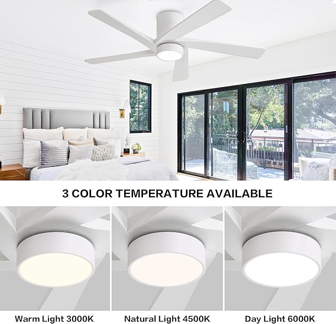 WINGBO 54 Inch Flush Mount DC Ceiling Fan