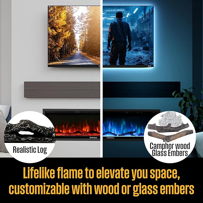 Westinghouse 50 Inch Electric Fireplace Heater, Compatible