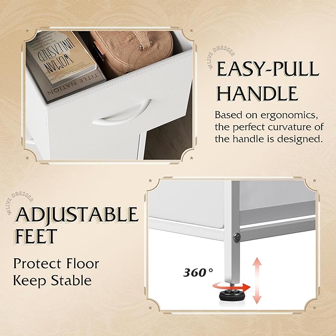 WLIVE Dresser for Bedroom with 5 Drawers, Wide Chest of Drawers, Fabric Dresser